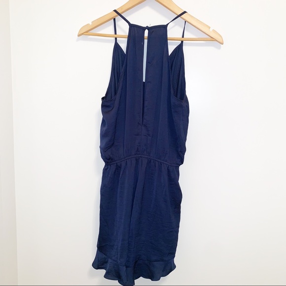 She +Sky "Luna" Satin Button Cami Ruffle Romper-S - Picture 3 of 8